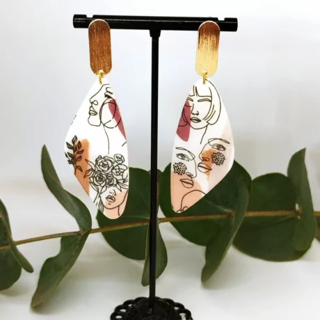 Boucles d'oreilles Visages boho Le Créatelier de Sophie Modèle 1