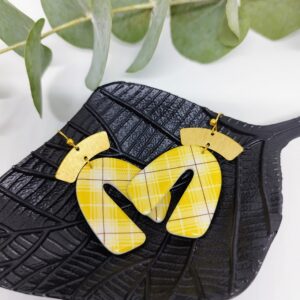 Boucles d'oreilles quadrillage jaune