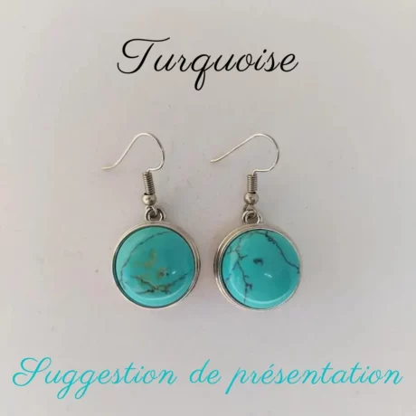 Clip bouton pression turquoise argenté