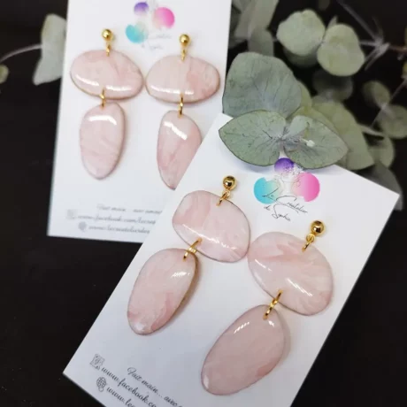 Boucles d'oreilles pierres imitation quartz rose