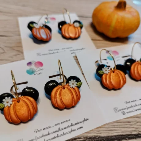 Boucles d'oreilles automne citrouille souris Mickey